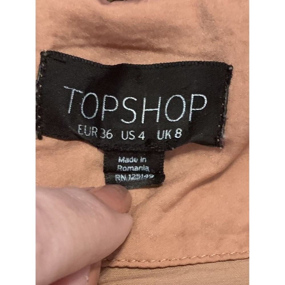 TOPSHOP Size 4 Boho Peach 3/4 Sleeve Ruffle Blouse Shirt EUC - Picture 6 of 8